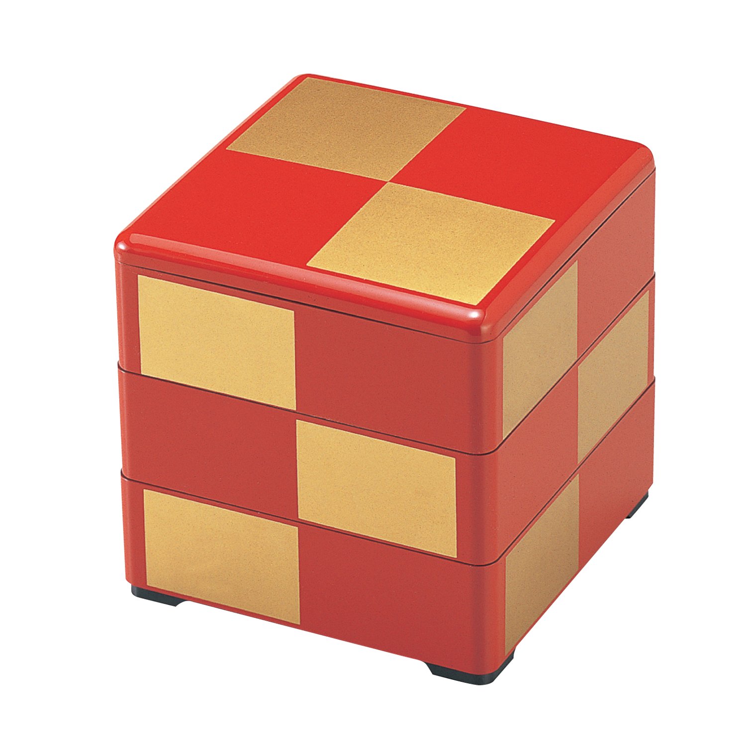 Amazon｜若泉漆器 3段重箱 5.5寸重 朱 金市松 (内黒) 1-459-23｜重箱